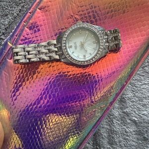Relic Silver Watch with Crystal Detailing